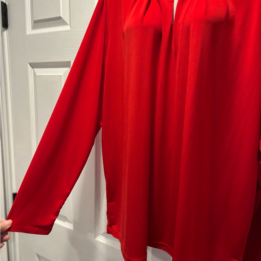 Liz Claiborne Women’s Red Dressy Flowy Tunic Top Size 2X - Picture 11 of 11